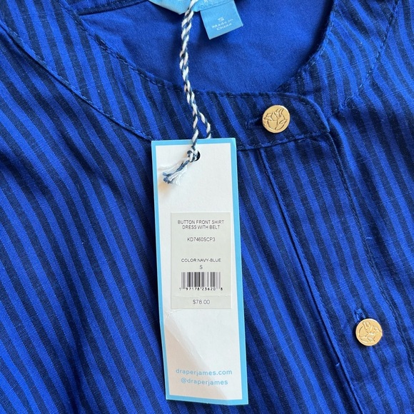 Draper James Blue Striped Button Down Dress - Picture 5 of 10